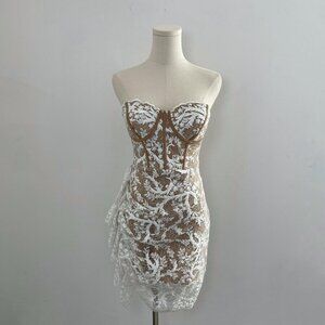Jluxlabel Marilyn Bustier Lace Mini Cocktail Dress | Women’s Size Medium